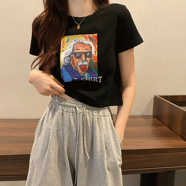 [원가이하/한정수량/당일배송] 노티 프린팅 크롭 티셔츠